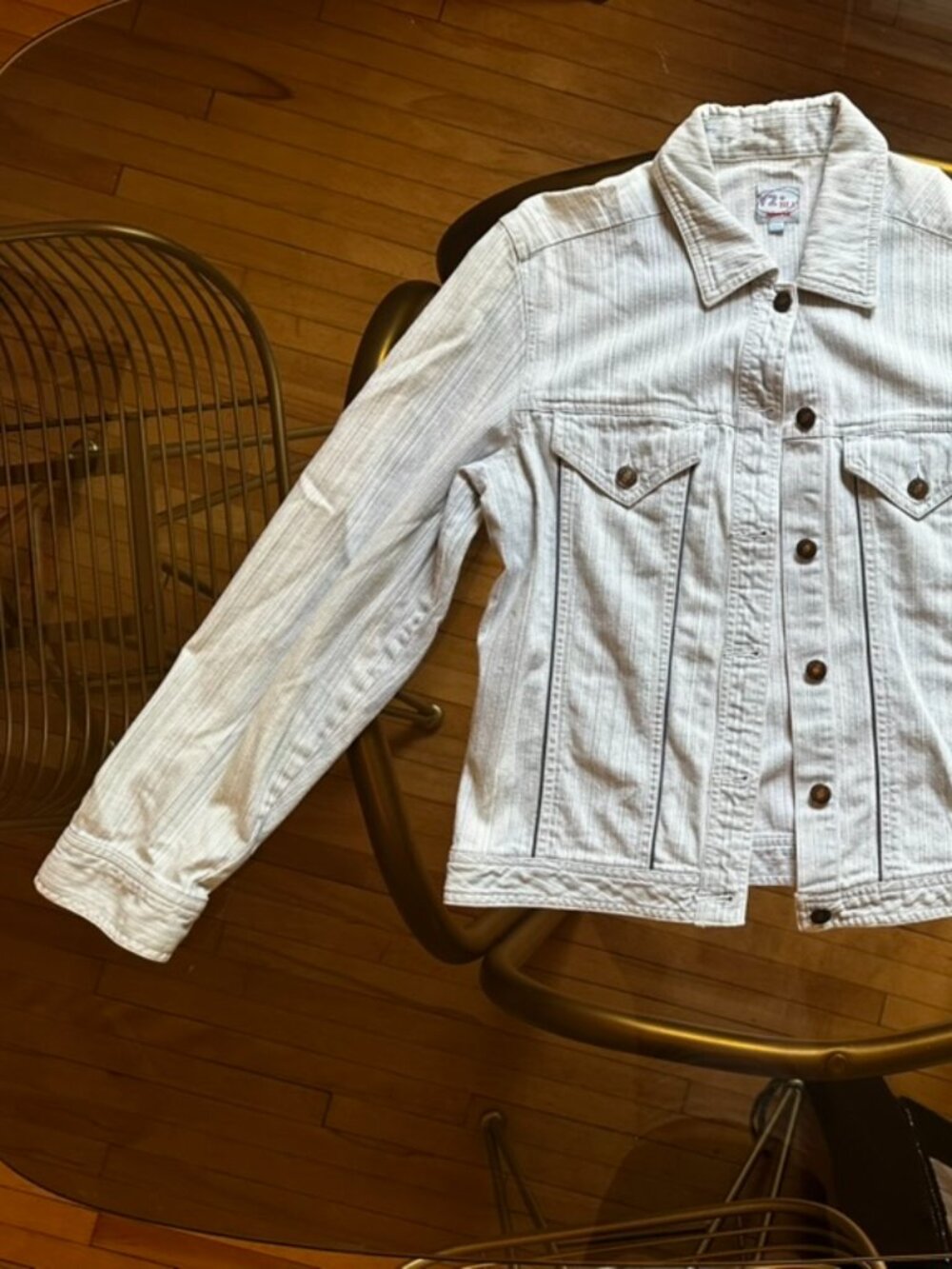 Vintage Y2 Blu Light Blue Striped Jacket